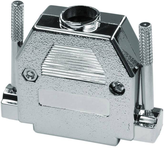 A silver, rectangular metal housing for connectors with threaded bolts on the sides to secure the connection.