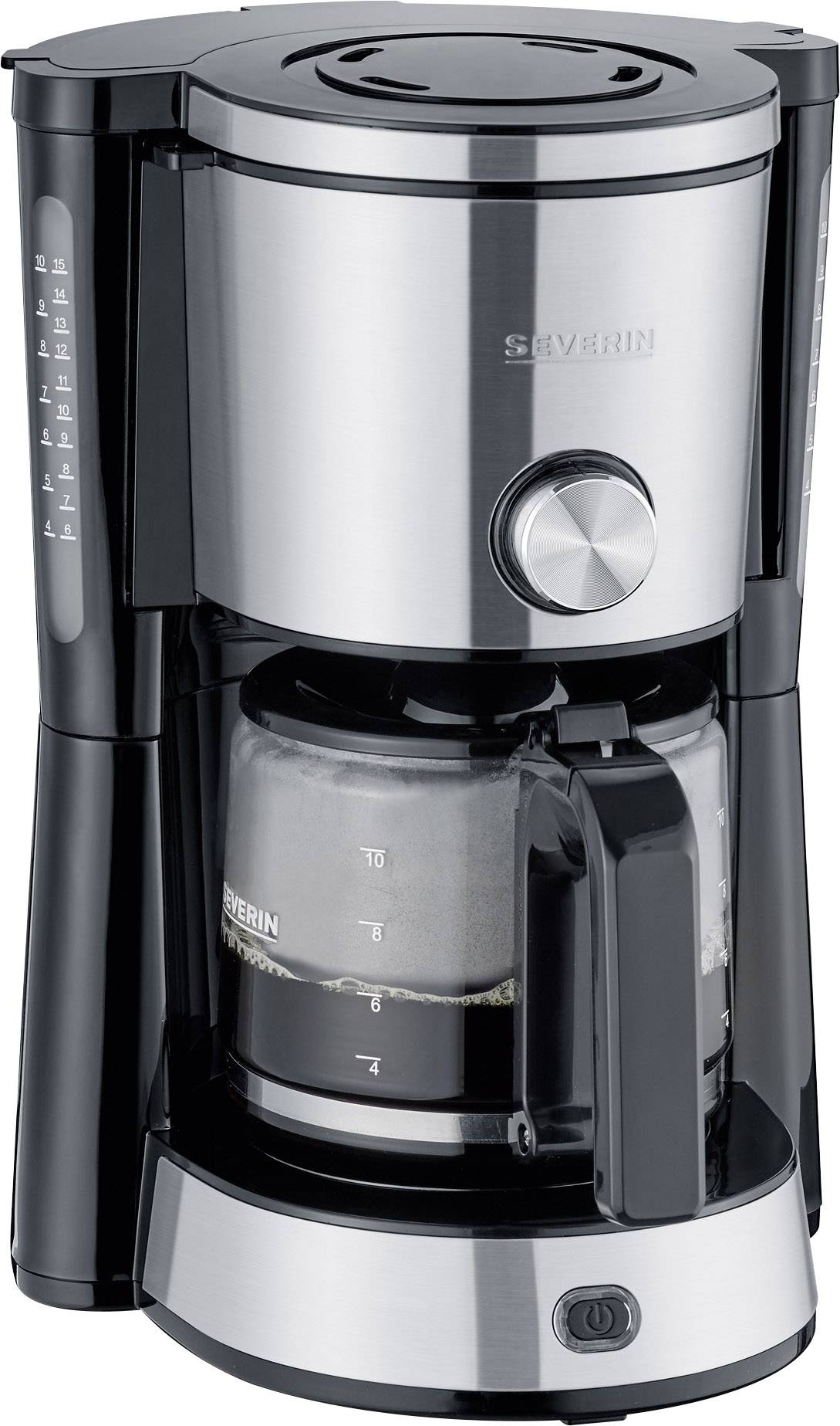 Severin KA 4825 "TYPE SWITCH" Coffee maker Stainless steel, Black Cup volume=10 Glass jug