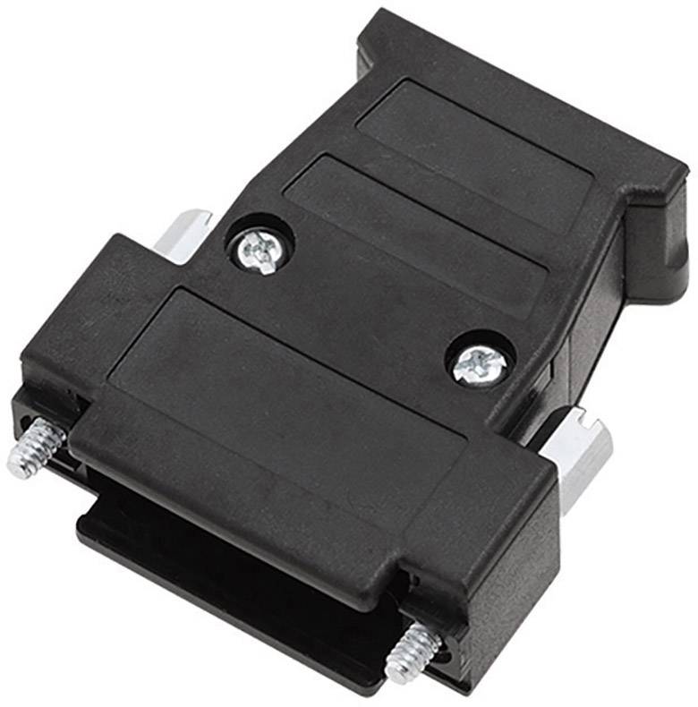 Black adapter plug with screws on the sides, presumably for connecting electronic devices.