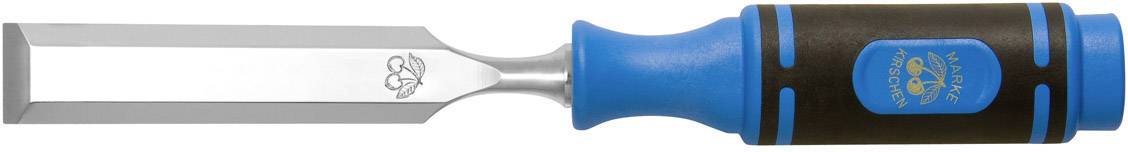 A blue chisel with an ergonomic handle and metal blade. Suitable for precise work in wood or other materials.