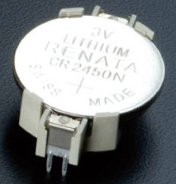 Takachi HU2450 Button cell holder 1x CR 2450, CR 2450N Horizontal, Through-hole (L x W x H) 33 x 16.1 x 7.3 mm