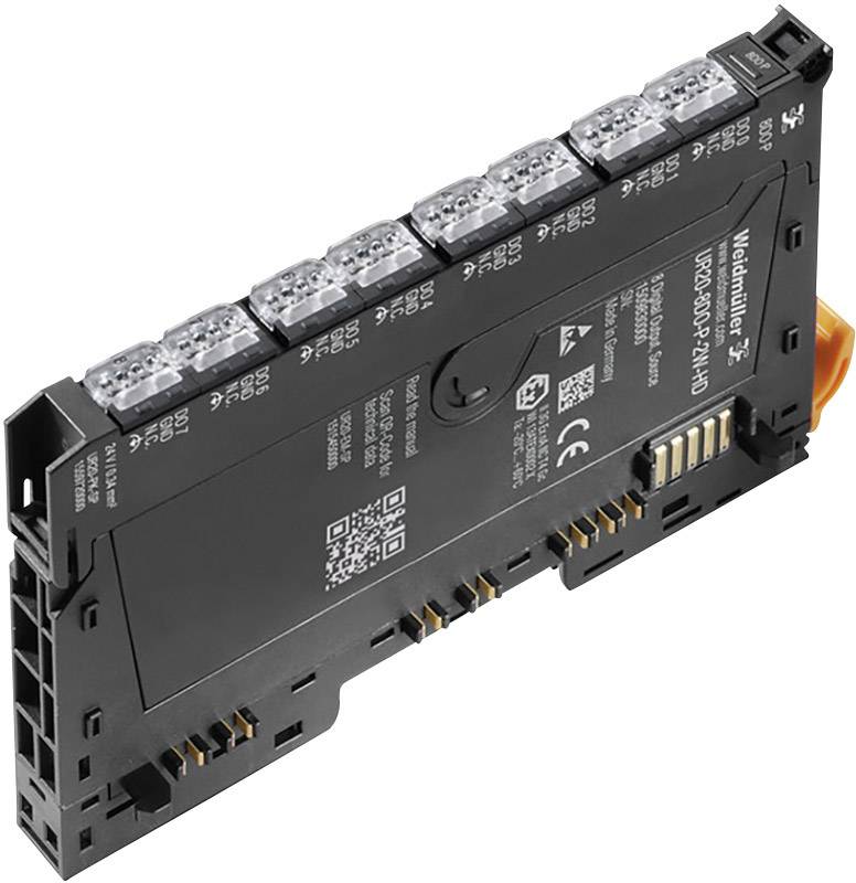 An electronic module with multiple connectors and labels. It is a 'Weidmüller UR20-AI-2RO-3S-2WD'.