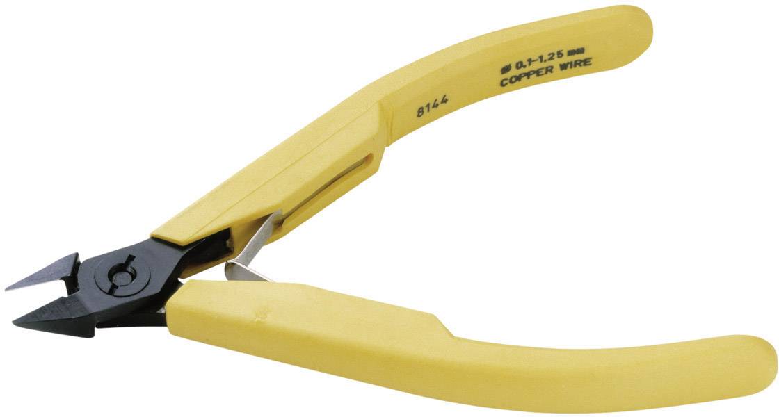 Gelber Seitenschneider mit schwarzer Schneide, geeignet zum Durchtrennen von Kupferdraht bis zu einem Durchmesser von 2,5 mm.
