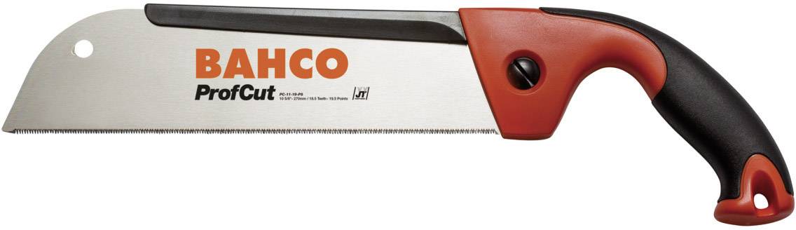 Japanische Zugzahnsäge 'Bahco ProfCut', orange und schwarz, geeignet für Holzarbeiten. Ergonomischer Griff für besseren Halt.