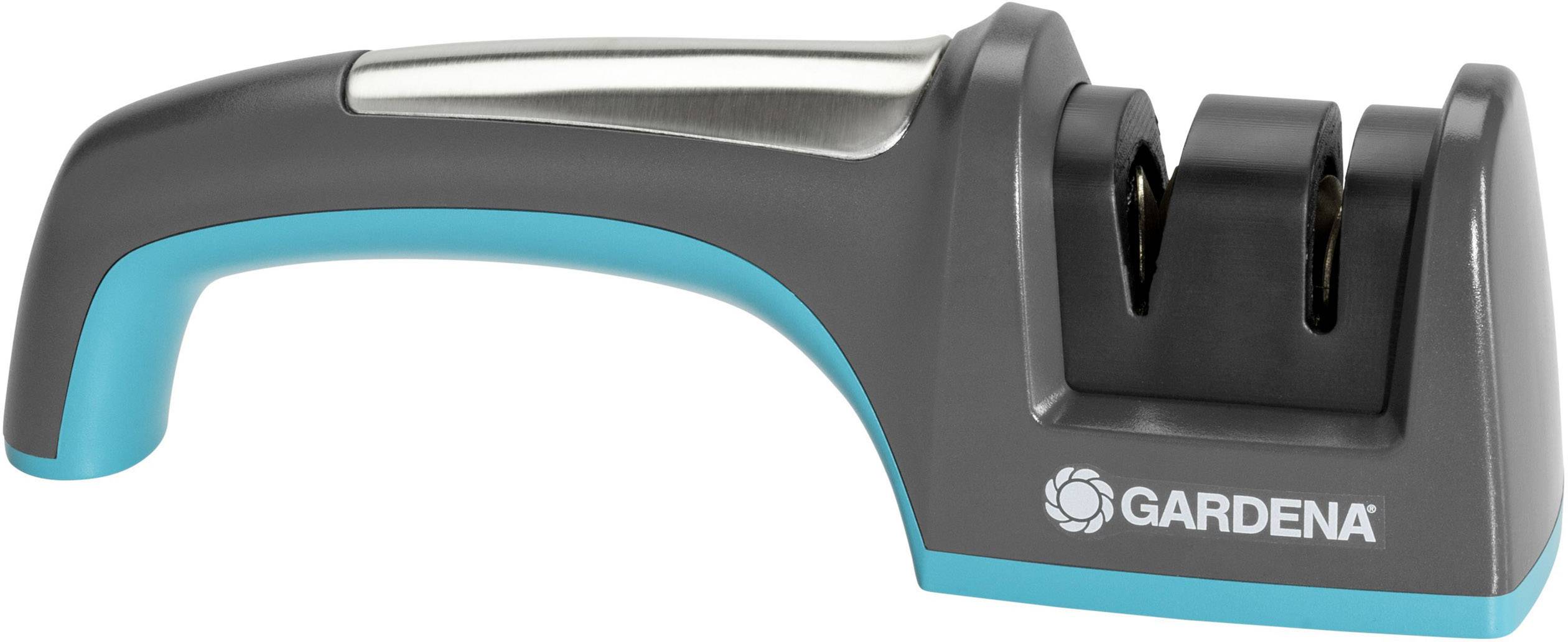 Hand knife sharpener by Gardena with two sharpening modules and ergonomic handle. Suitable for sharp blades.