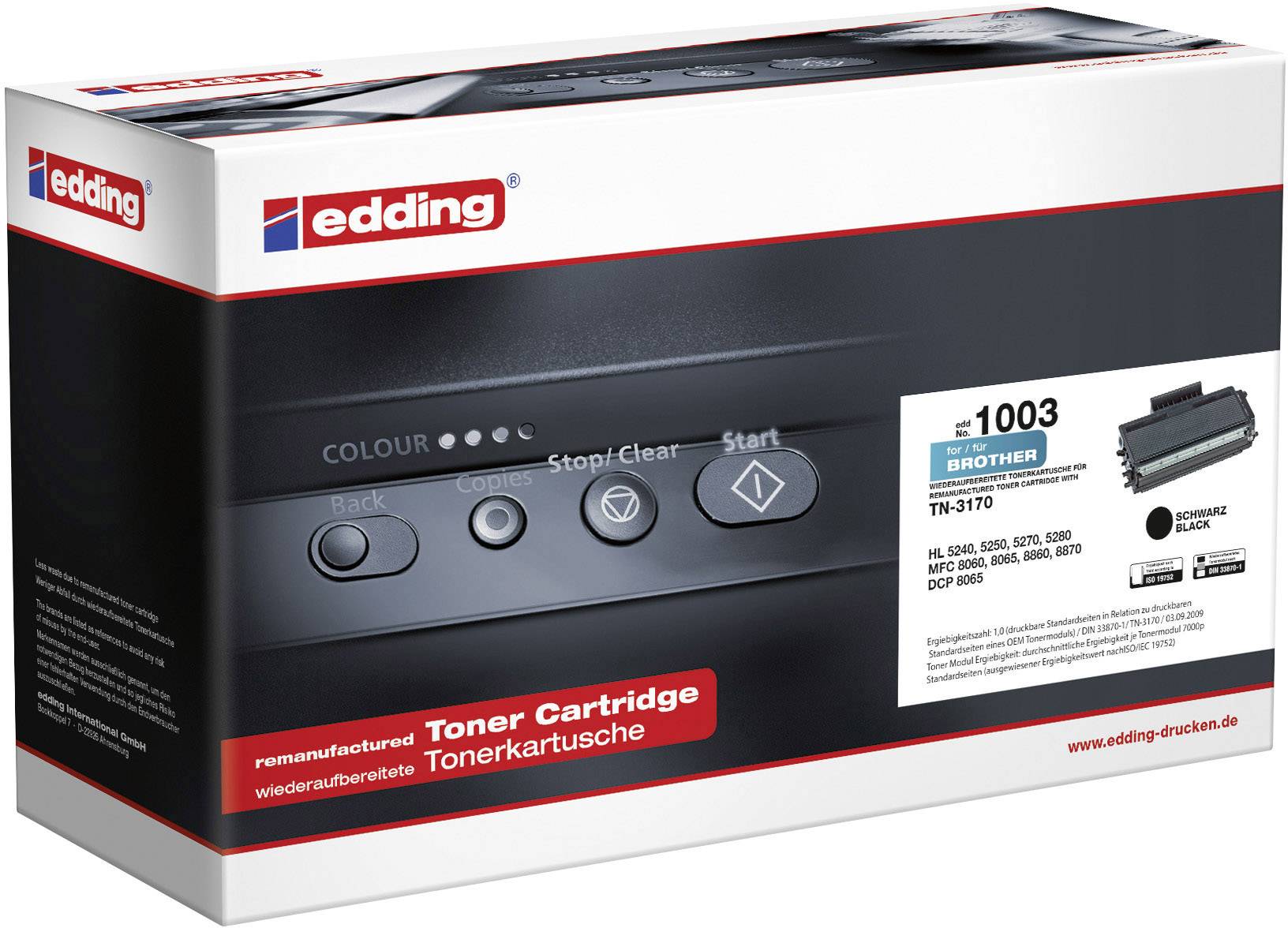 Edding Toner replaced Brother TN-3170, TN3170 Compatible Black 7000 Sides edding 1003 18-1003