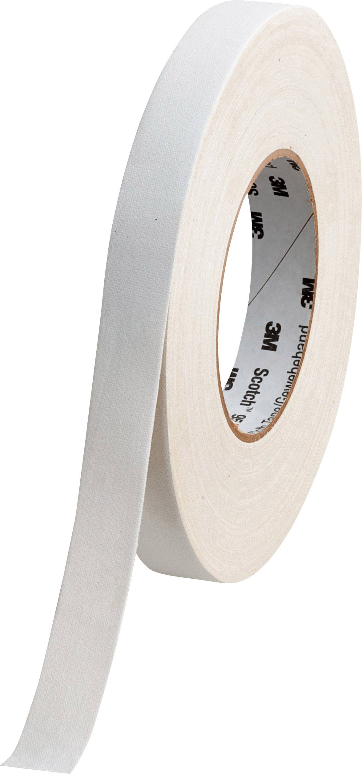 A white 3M adhesive tape in roll form is standing upright with an end protruding.