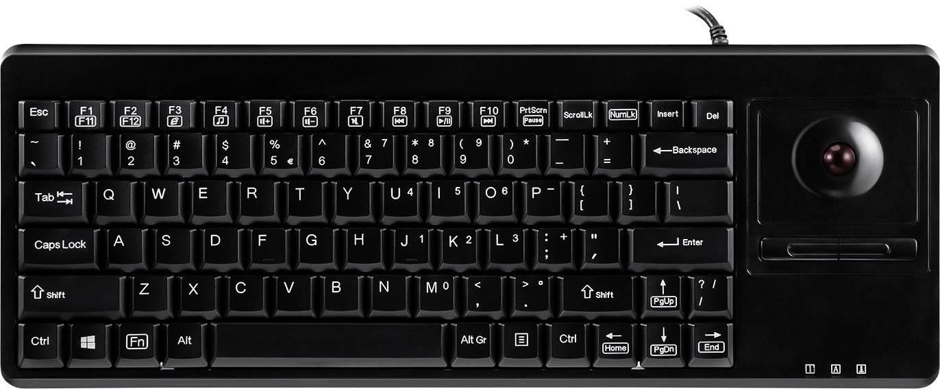 Perixx PERIBOARD-514 H PLUS USB Keyboard English (US), QWERTY Black Built-in trackball , Mouse buttons, USB port