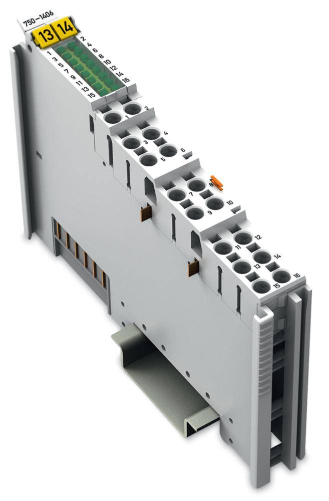 A digital input/output module with multiple connection options, used in industrial automation systems.