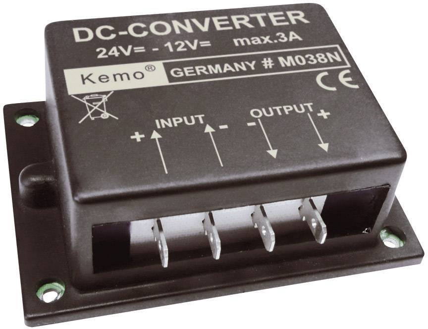 Kemo Voltage transformer Component Input voltage (range): 24 - 26 V DC Output voltage (range): 12 V DC (max.) 3 A