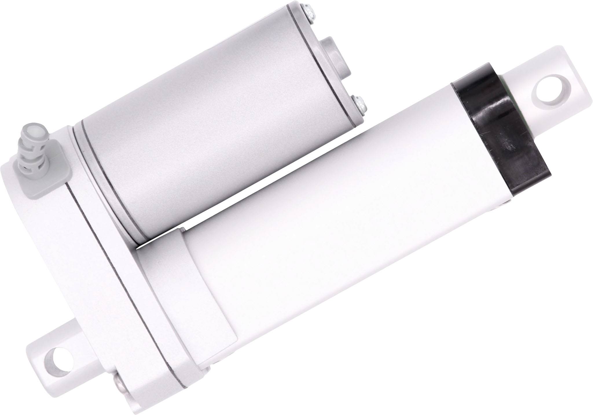 Electric linear actuator with a compact housing and two mounting points, suitable for lifting and push/pull applications.
