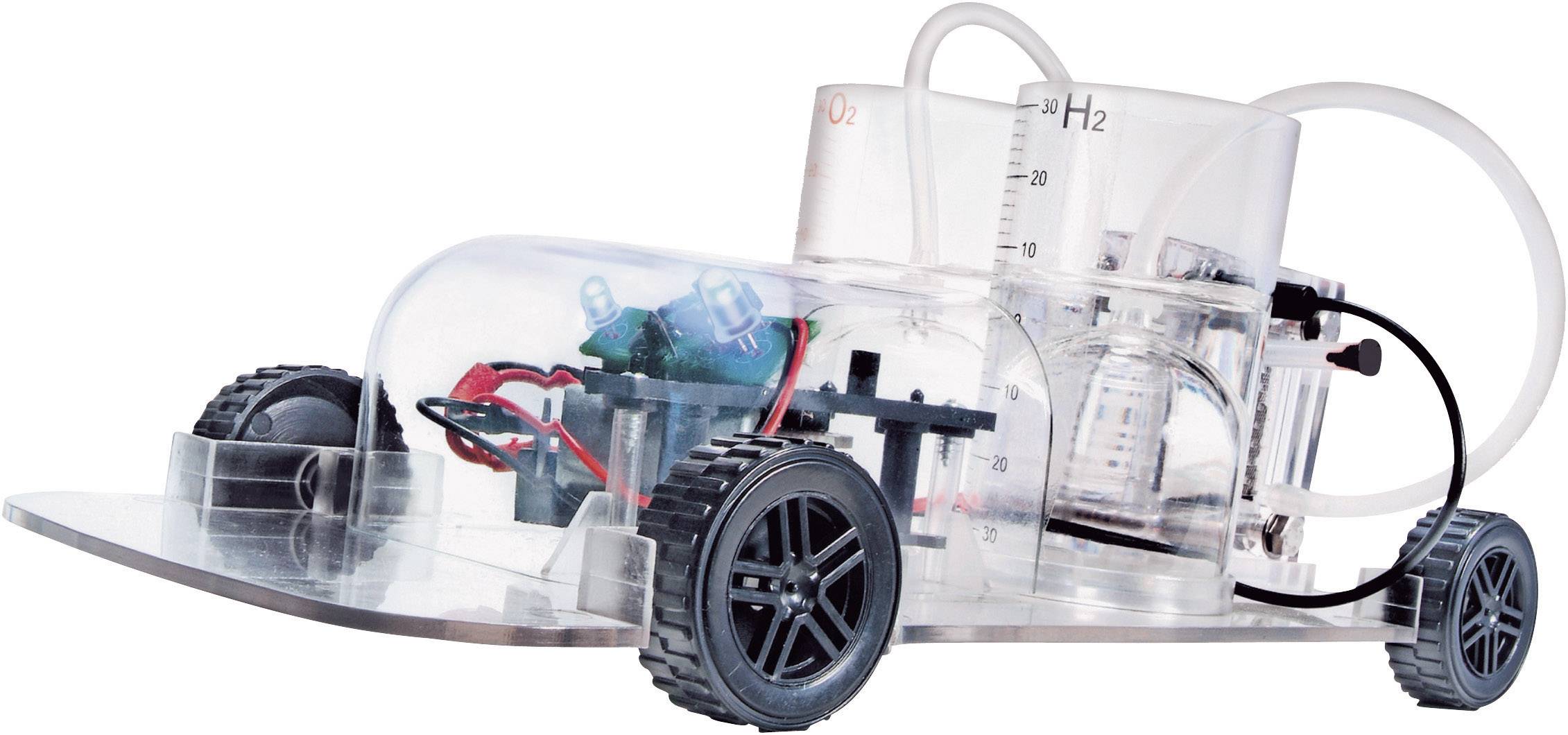 A model car with a fuel cell drive system, featuring a transparent bodywork that reveals its internal technology.