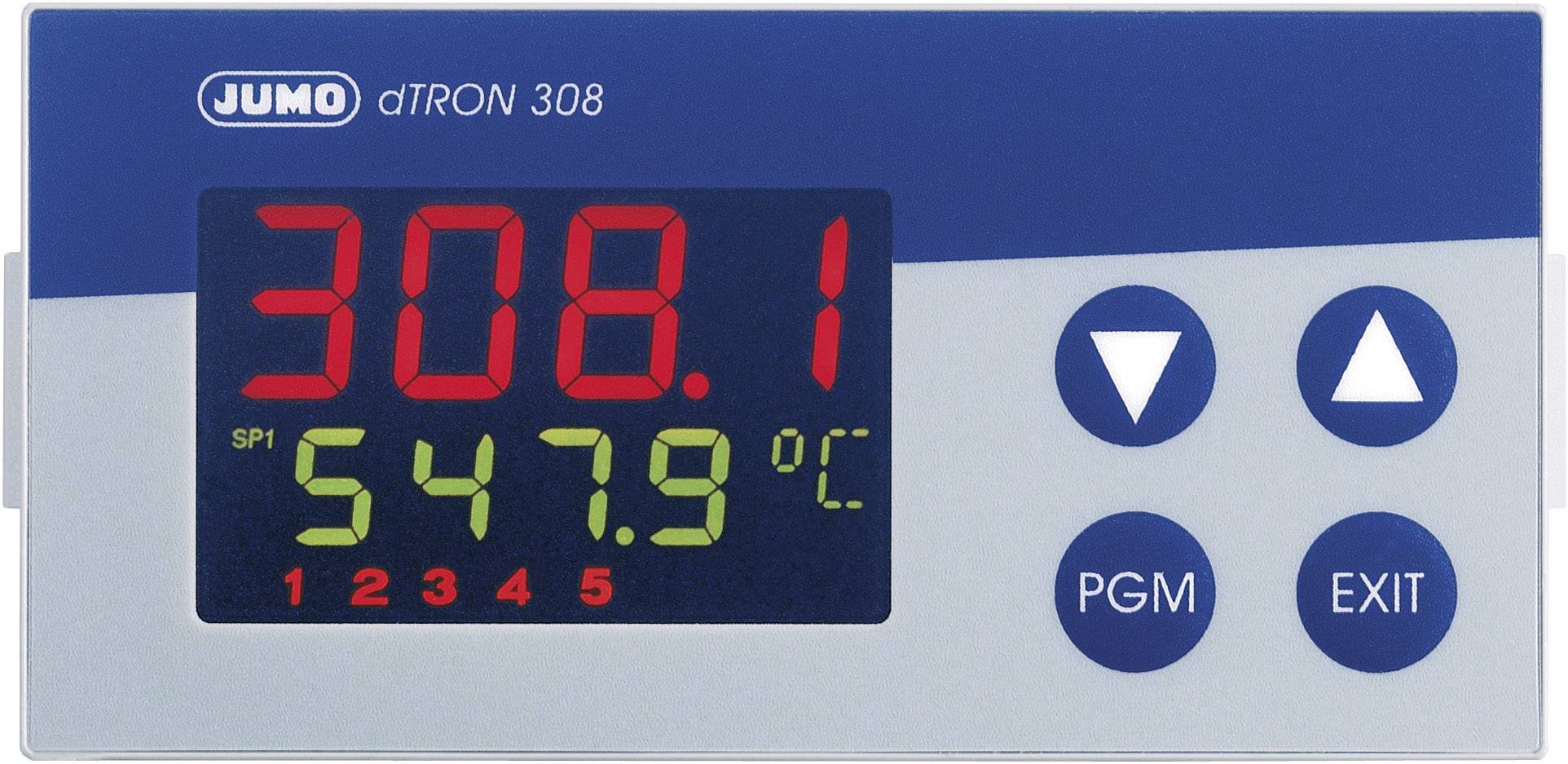 Jumo dTRON 308 (quer) PID Temperature controller Pt100, Pt500, Pt1000, KTY11-6, L, J, U, T, K, E, N, S, R, B, C, D -200 up to