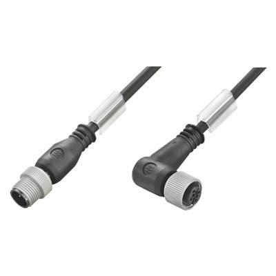 Weidmüller 1108870300 Sensor/actuator connector (pre-fab) M12 Plug, straight, Socket, right angle 3.00 m No. of pins (RJ): 3