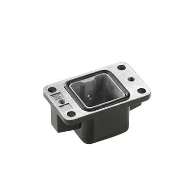 A rectangular metal mounting plate with screw holes at the corners, potentially an electrical or mechanical connector.