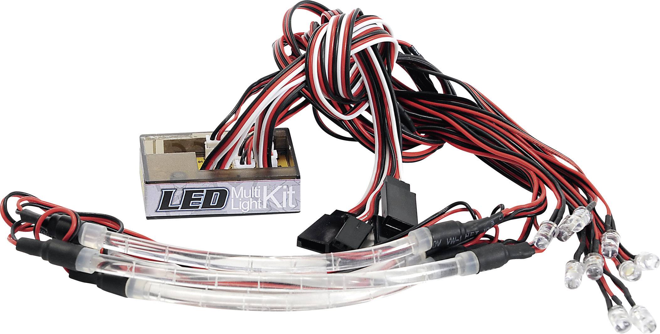 LED Multi-Light Kit with Multiple Cables, Connectors and Transparent LED Strips, Suitable for Lighting Projects.