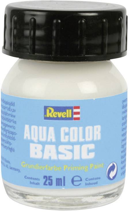 A bottle of Revell Aqua Color basic primer paint containing 25 ml, with a black screw cap.