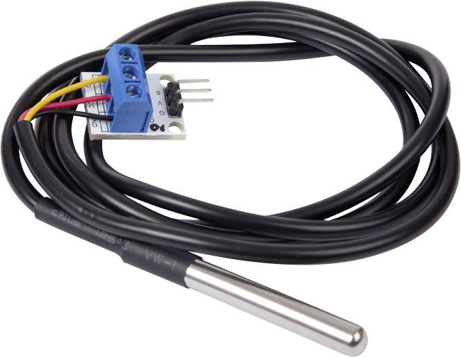 Temperature sensor with cable and electronic connection, suitable for precise temperature measurements in electronic projects.