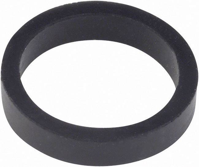 Black rubber ring on a white background, typically used as a seal or gasket in mechanical applications.
