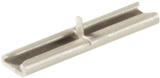 A small, rectangular, metallic connector with a central pin. Used in electronics for connections.