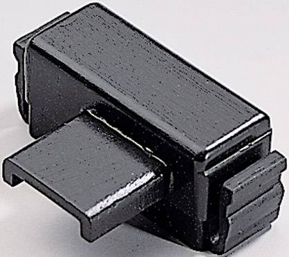 Black rectangular plastic edge clip used for fastening to surfaces.