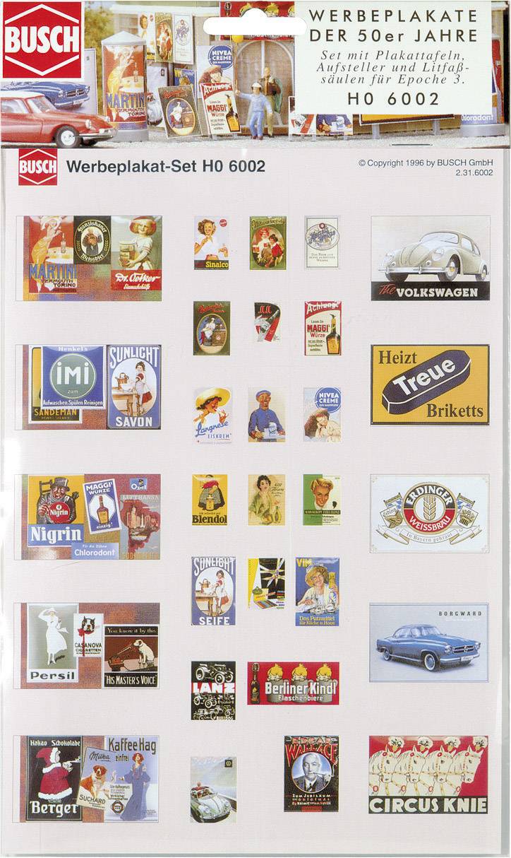 Busch 6002 HO advertising posters set Assembly kit