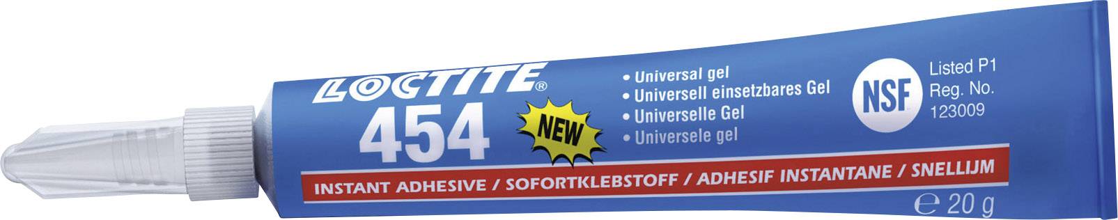 Blue Loctite 454 Instant Adhesive Tube, 20g, with NSF approval seal. Inscription: 'Universal Gel, Suitable for Universal Use'.