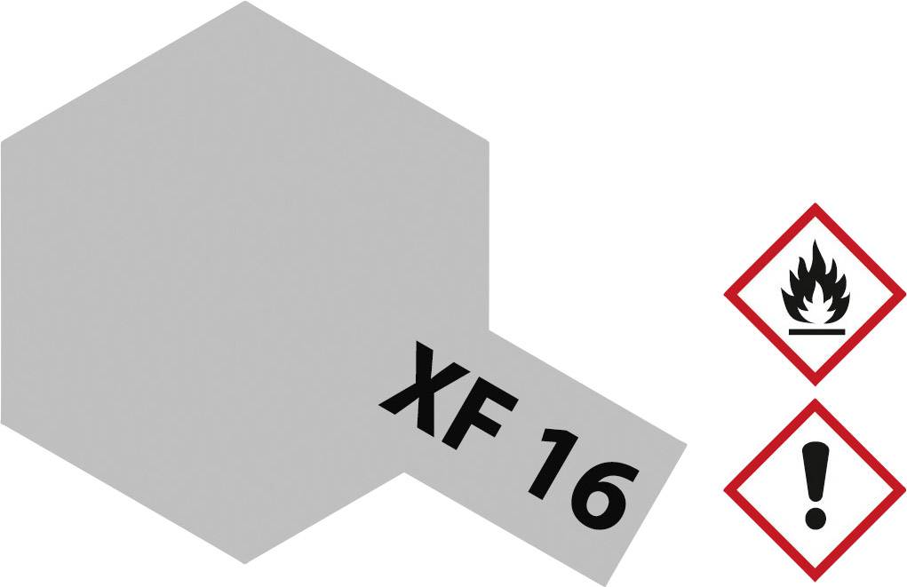 Grey shade XF 16 with hazard symbols: Flame for flammable and exclamation mark for caution.