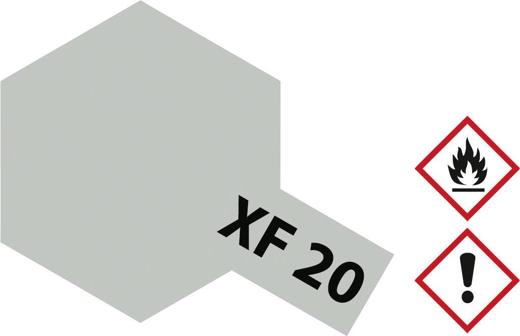 Grey colour sample, marked with 'XF 20'; next to two hazard symbols: flame and exclamation mark, indicating flammability and caution