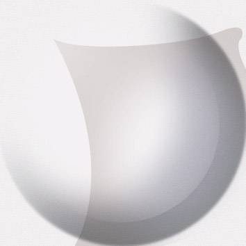 An abstract representation of a stylised leaf or a vase in soft grey tones with a spherical shadow effect.