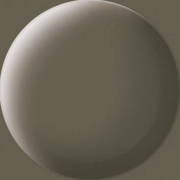 A round, smooth, grey plate against a light brown background. It casts a slight shadow to the bottom right.