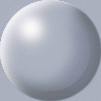 A gleaming, silver sphere on a grey background.