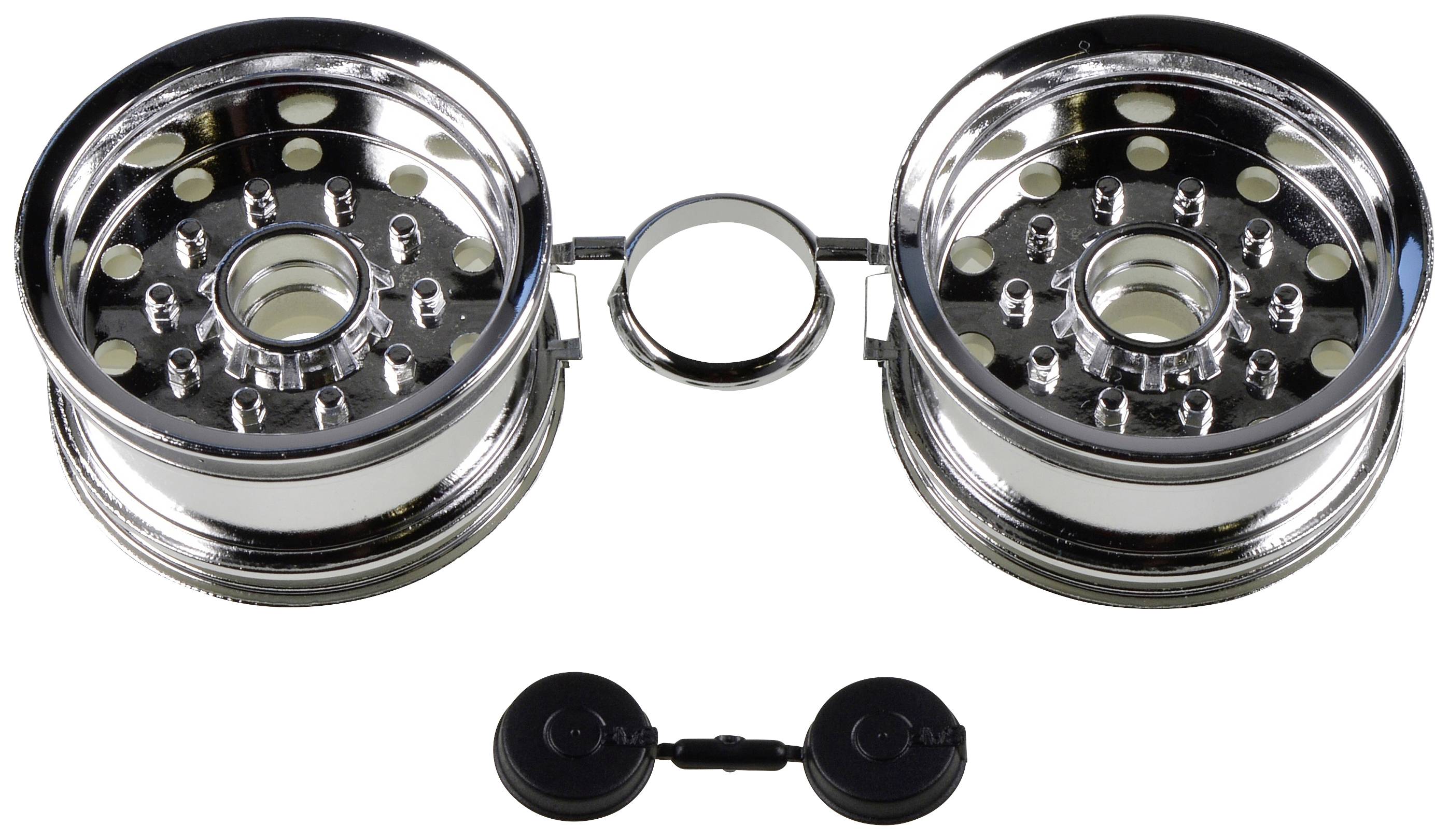 Carson Modellsport 1:14 HGV semi-trailer Rims 27.5 mm Plastic Euro look Chrome 1 Pair