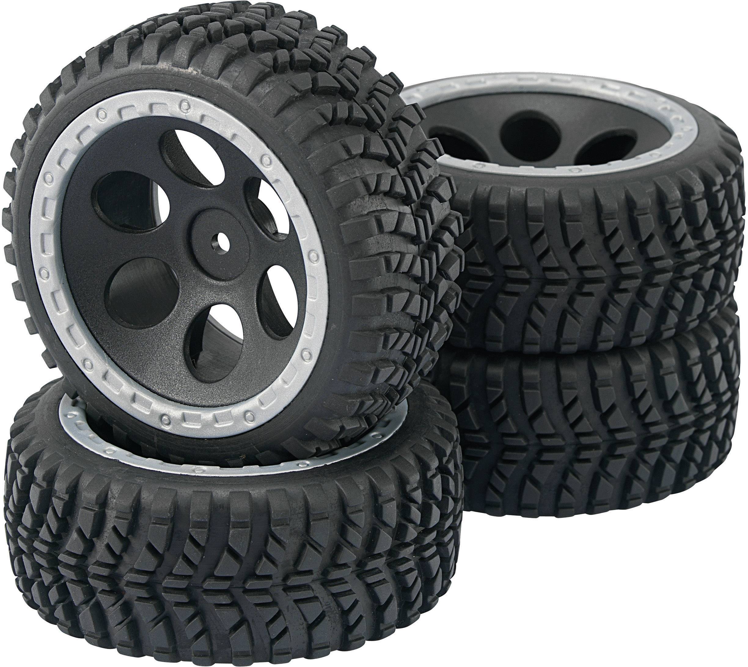 Reely 1:10 Buggy Complete wheels Fighter Round hole design Black 2 pc(s)