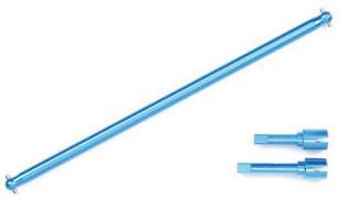Long, blue rod with two end pieces that could serve as tools or connectors.