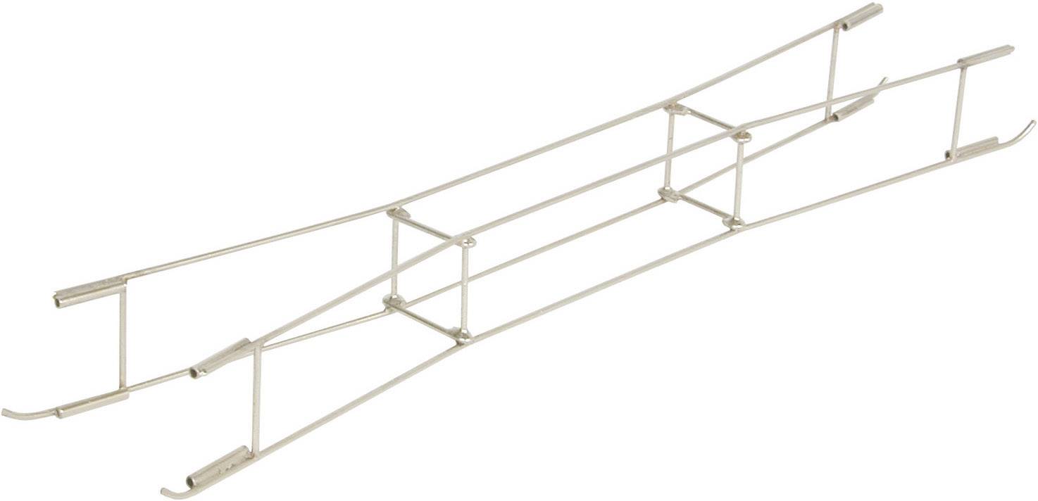 Metal frame that looks like a skeleton for a specific vehicle or device. Serves as structural support.