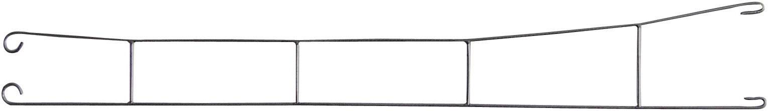 A plain, linear metal hook with three equal rectangular sections and hooks at both ends.