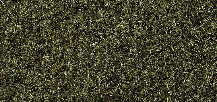 Close-up of artificial green grass with slightly varying shades and textures, mimicking natural grass blades.