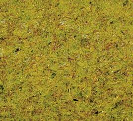A painting with an abstract pattern of yellow, orange, and green brushstrokes forming a structured, dynamic background.