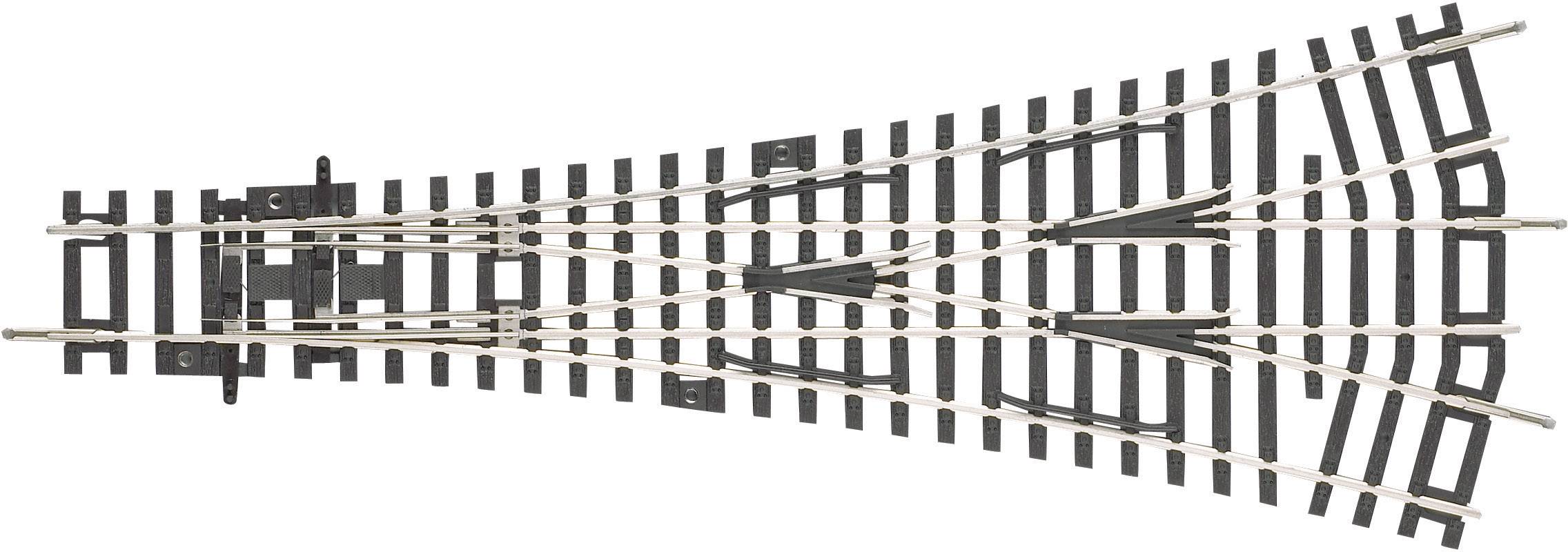 Point of a model railway track, showing multiple branches for changing the direction of trains.