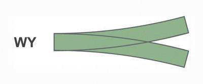Green symbol shows a crossing ribbon, labelled with 'WY'.