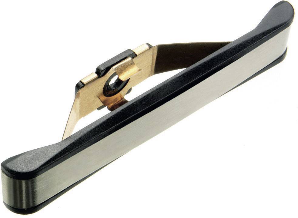 Metal eraser knife with a black handle and replaceable blade, used for precisely removing pencil marks from paper.