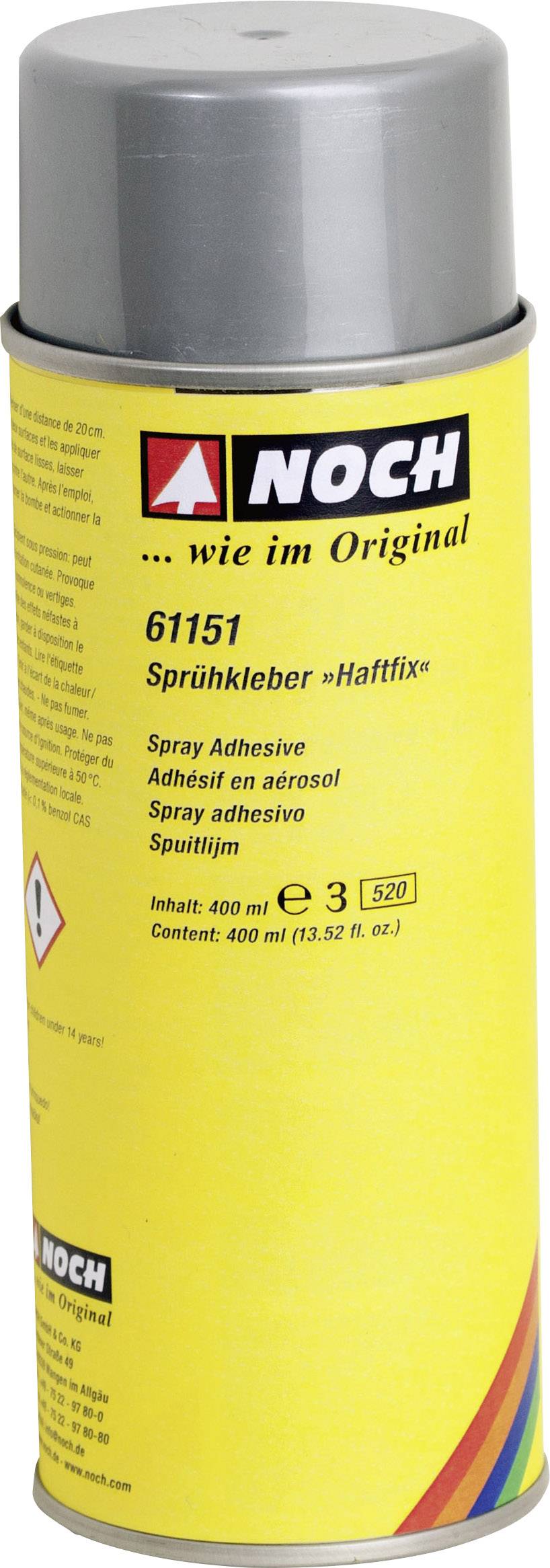 A yellow container with the label 'Spray Adhesive Haftfix' from the brand, suitable for bonding.