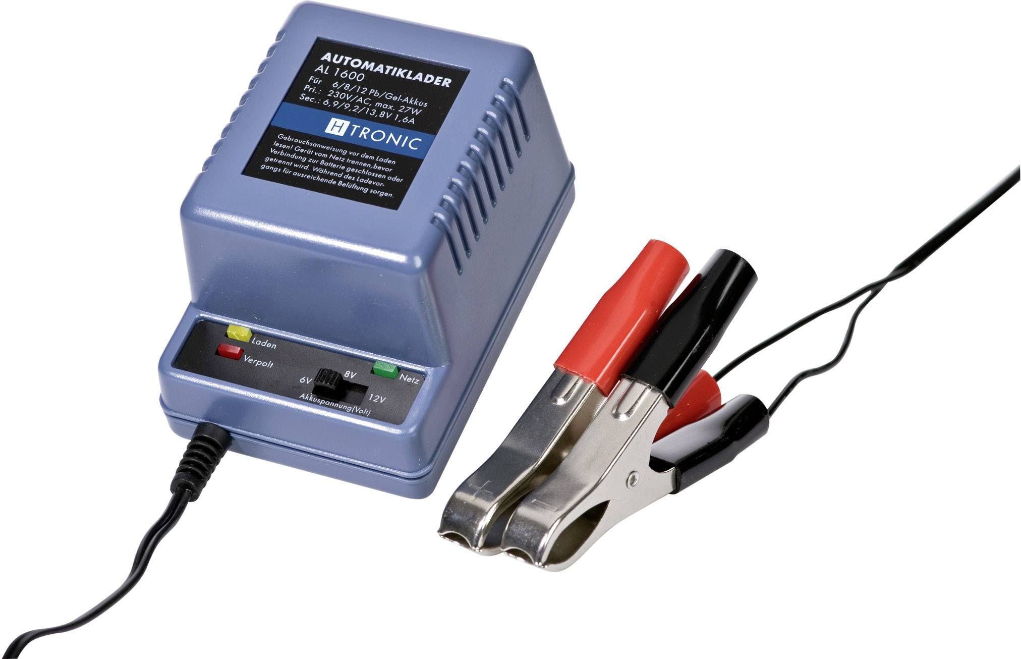 H-Tronic VRLA charger AL 1600 FUER 6/8/12V-BLEI 6 V, 8 V, 12 V Charging current (max.) 1.6 A