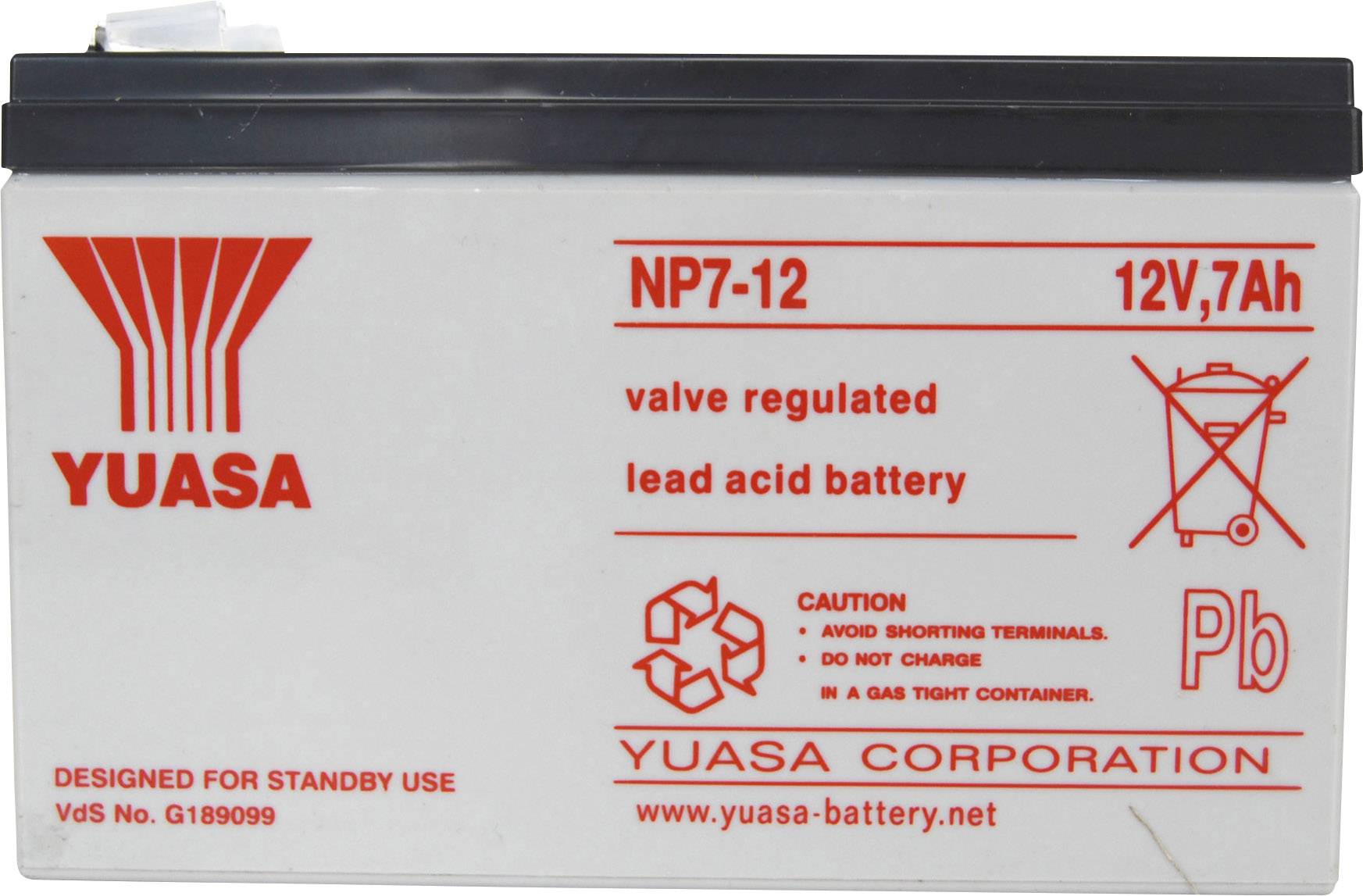 Yuasa NP7-12 NP7-12 VRLA 12 V 7 Ah AGM (W x H x D) 151 x 98 x 65 mm 4.8 mm blade terminal Maintenance-free, VDS certificate