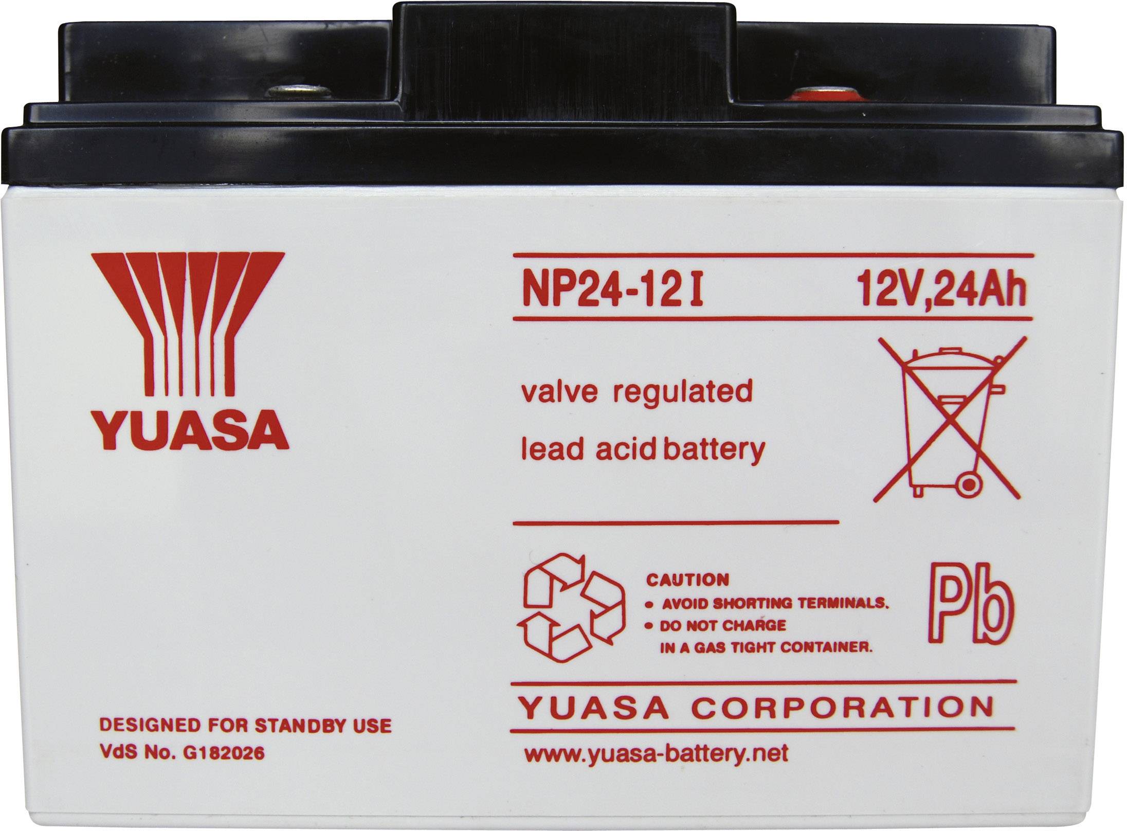 Yuasa NP24-12 NP24-12 VRLA 12 V 24 Ah AGM (W x H x D) 166 x 125 x 175 mm M5 connector Maintenance-free, VDS certificate
