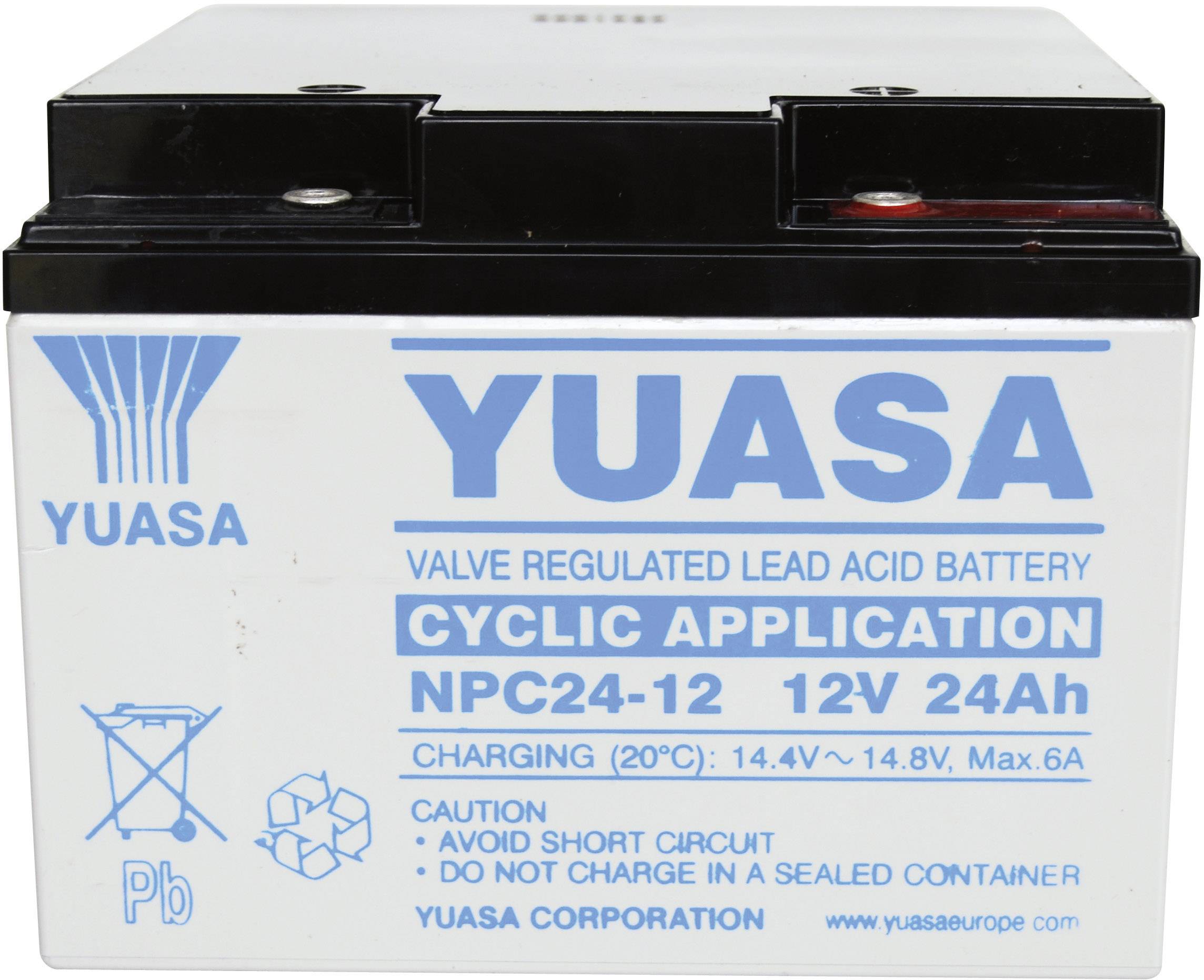 Yuasa NPC24-12 NPC24-12 VRLA 12 V 24 Ah AGM (W x H x D) 175 x 125 x 166 mm M5 connector Maintenance-free, High number of charge