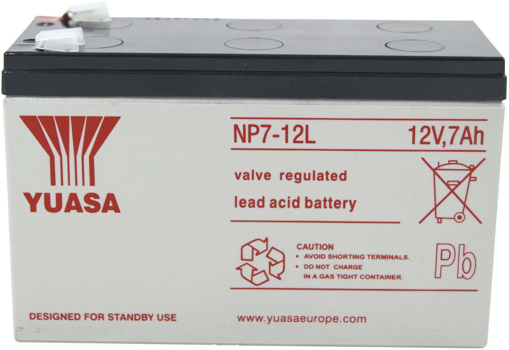 Yuasa NP7-12 L NP7-12 L VRLA 12 V 7 Ah AGM (W x H x D) 151 x 98 x 65 mm 6.35 mm blade terminal Maintenance-free, VDS certificate