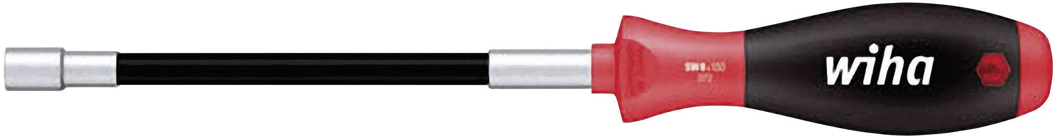 A screwdriver with a red handle and black shaft is lying horizontally.
