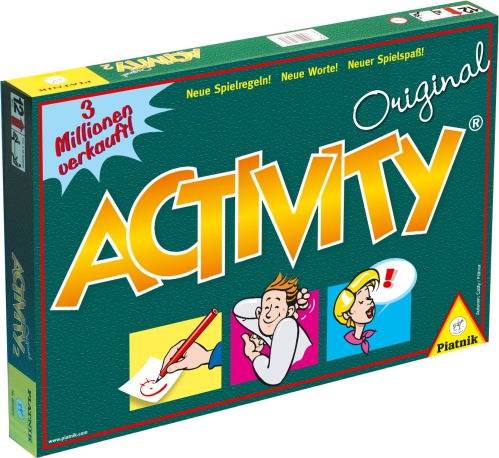 The image shows the game box for 'Activity Original' with a yellow logo, figures in action, and a promotional banner reading '3 Million Sold'.